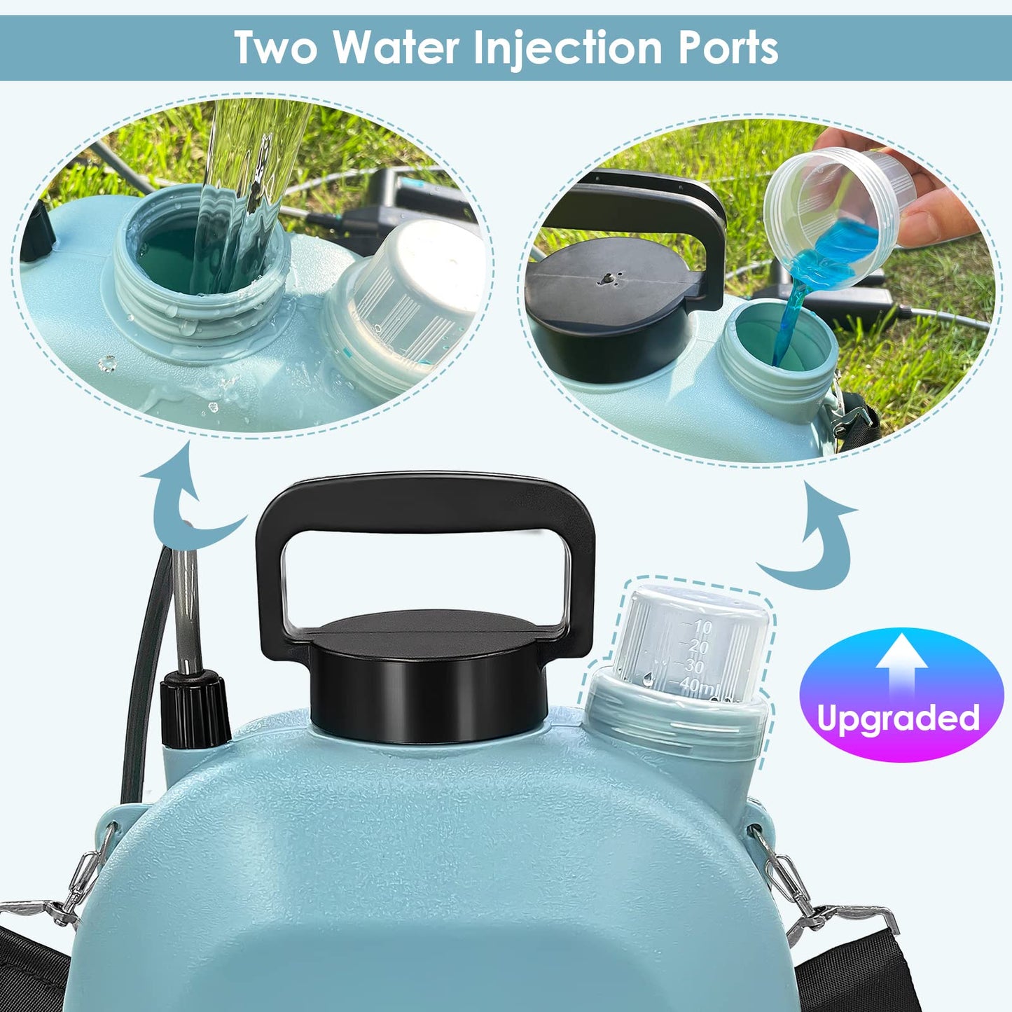 Battery Powered Sprayer 1.35Gallon, Upgrade Garden Sprayer with 3 Mist Nozzles, USB Rechargeable Handle and Retractable Wand with Adjustable Shoulder Strap for Lawn,Garden,Cleaning