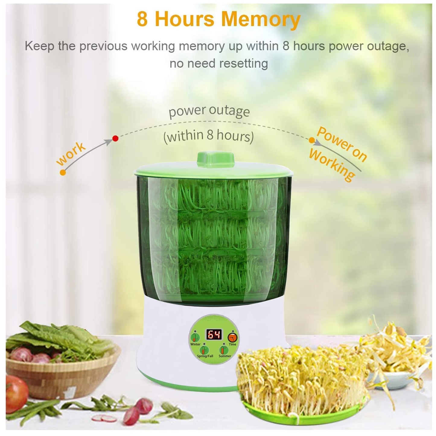 Bean Sprouts Machine, Seed Sprouter Kits, LED Display Time, Intelligent Automatic Bean Sprouts Maker, 3 Layers Function Large Capacity Seed Grow, Also for Radish, Alfalfa, Wheatgrass, Broccoli Sprouts