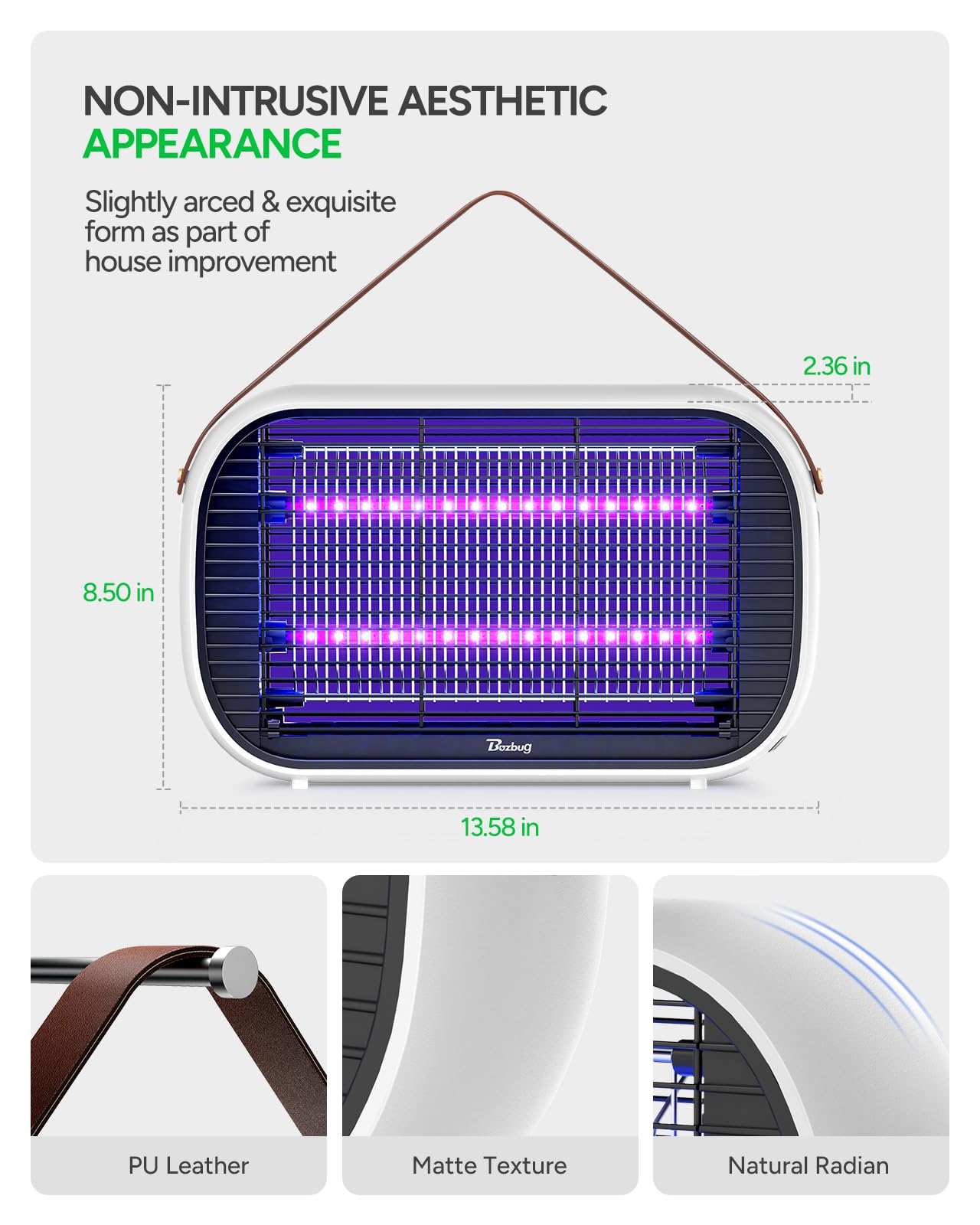 Buzbug LED Bug Zapper Indoor, 10 Years Lifespan Lamp Sustainable Less Power, Durable High-Voltage Electric Mosquito Zapper, Fly Trap Mosquito Trap, Fly Killer Fly Zapper -MA015B