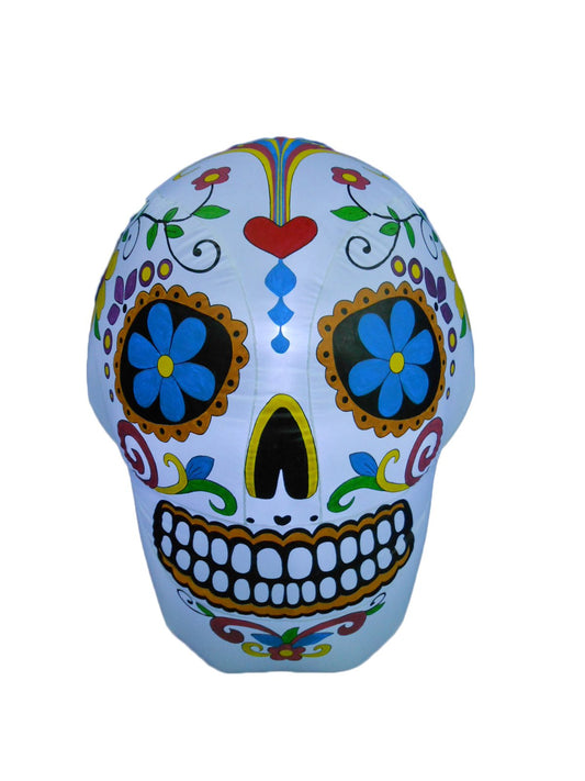 BZB Goods 4 Foot Tall Lighted Halloween Inflatable Colorful Skull LED Lights Decor Outdoor Indoor Holiday Decorations, Blow up Lighted Yard Decor, Giant Lawn Inflatables Home Family Outside