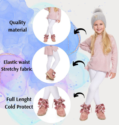 hi!mom Girls Kids Winter Leggings Cotton Winter Warm Leggings Full Length Children's Trousers Thermal Material Kids Leggings Thermal Breathable Kids Leggings Size 1-13 Years