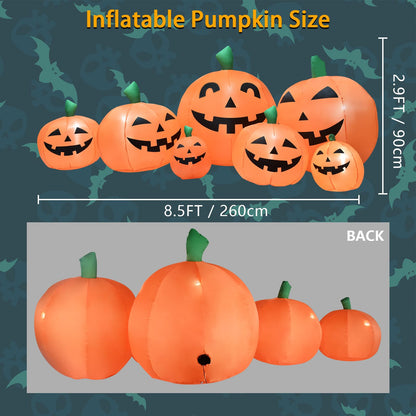 BREONLY 8.5FT Halloween Inflatables Pumpkins Decoration, Outdoor Halloween Blow Up Decorations for Yard, LED Lights Hocus Pocus Inflatable Outdoor Holiday Garden Lawn Decor