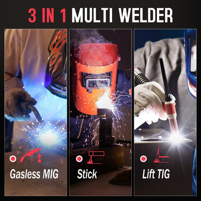 ACEWELDER 140A Gasless Flux Core MIG Welder/Lift TIG/Stick 3 in 1 Welding Machine 110V Portable IGBT Inverter Synergy Welder Machine