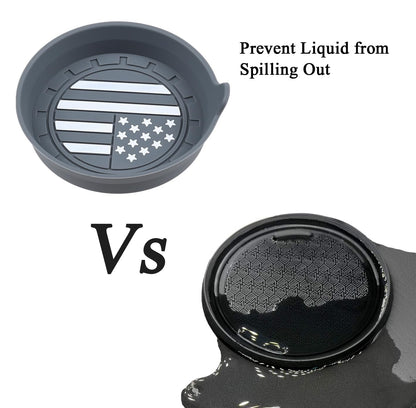 Amooca Car Cup Coaster Universal Non-Slip Silicone Cup Holder Insert Car Interior Accessories for Drink American Flag US Flag 4 Pack Grey