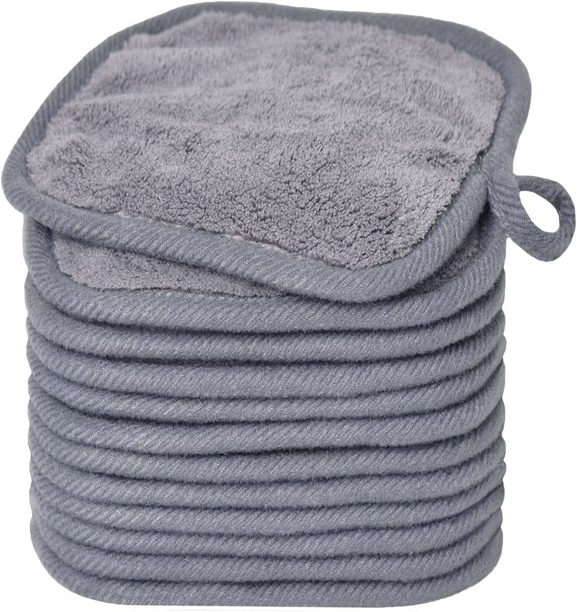 BloomSesame Makeup Remover Cloths for Face, Eye, Lips - Reusable Makeup Remover Pads Soft Microfiber Facial Cleansing Cloths 5.5 x 5.5 inch 12 Pack (Gray)