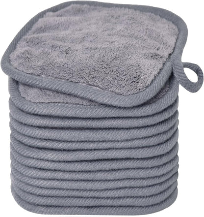 BloomSesame Makeup Remover Cloths for Face, Eye, Lips - Reusable Makeup Remover Pads Soft Microfiber Facial Cleansing Cloths 5.5 x 5.5 inch 12 Pack (Gray)