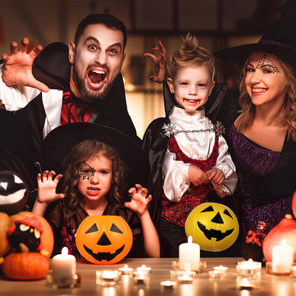 Amosfun 2Pcs Plastic Bucket Halloween Pumpkin Bucket Portable Pumpkin Candy Trick or Treat with Handle for Halloween Party Favor Supplies