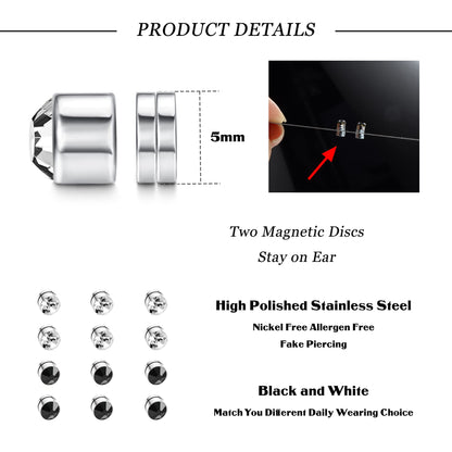 ADRAMATA 12 Pairs Magnetic Earrings for Men Women Fake Earrings Non Pierced Jewellery Colorful Mens Earrings Round Crystal Stud Earrings Set Magnet Earrings Magnetic Stud Earrings for Girls Boys