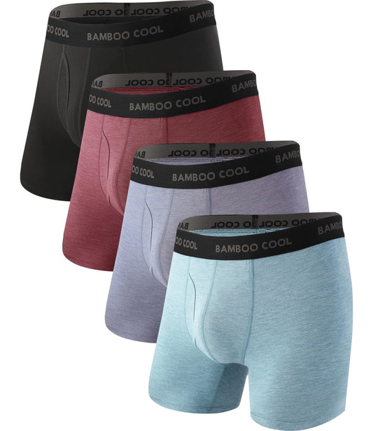 BAMBOO COOL Men's Ultra Breathable Underwear,No Riding Up Boxer Briefs with ComfortFlexible Waistband,Multipack