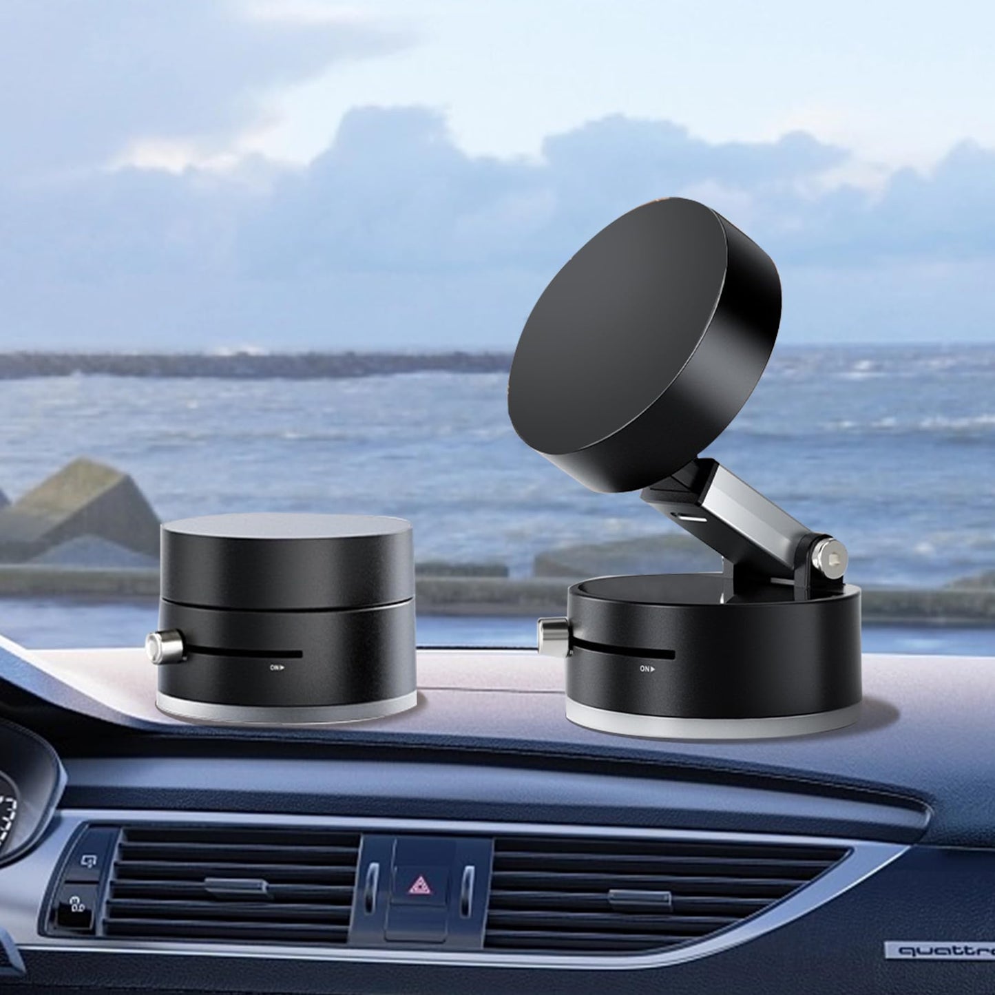 2025 New Magnetic Phone Holder with Vacuum Suction,Foldable Retractable Phone Mount，Dual-Sided Mount for All Phones, Universal Compatibility, Durable Plastic for Car, Gym, Smooth Surfaces