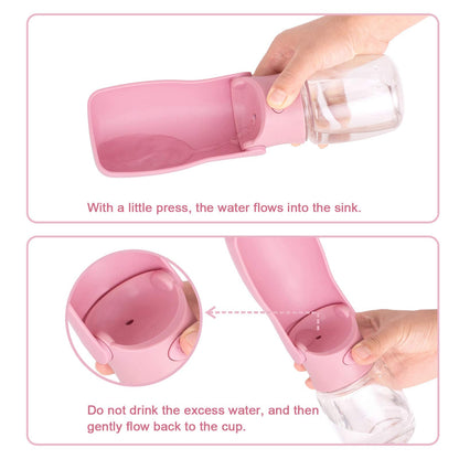AIKIDS Foldable Dog Water Bottle - Portable Dispenser | Leak Proof & Food Grade Plastic Travel | Pet Water Bottle for Dog Cat Outdoor Walking Hiking Travel(Pink, 12oz)