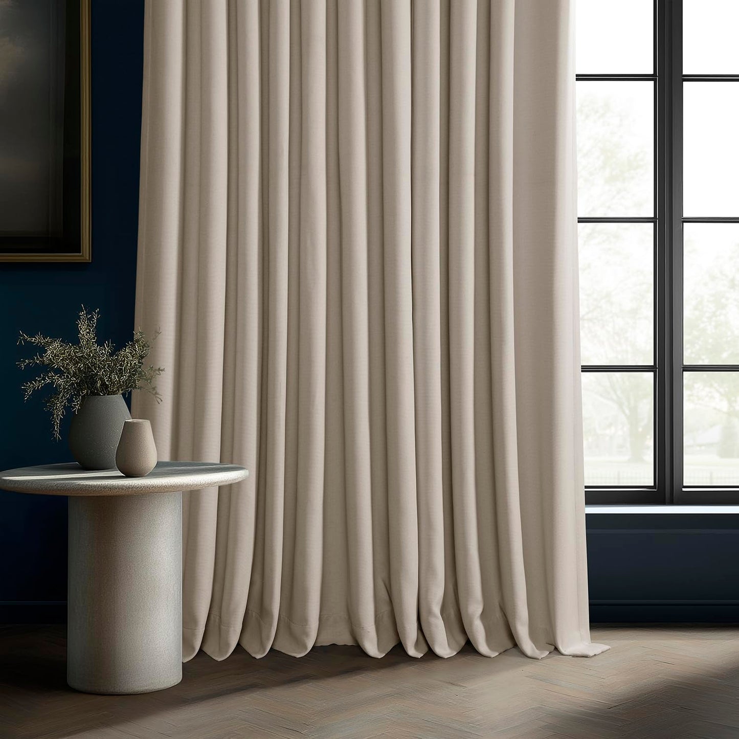 HPD Half Price Drapes - Faux Linen Curtains for Living Room (1 Panel) - 100W X 84L - Extra Wide Textured Room Darkening Curtains for Bedroom 84 Inches Long - Drapes for Home Decor, Birch