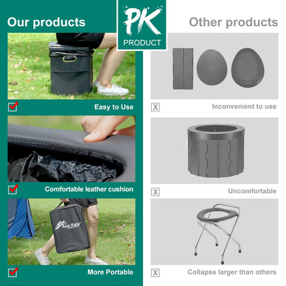 Ann Katy Upgrade XL Portable Toilet for Adults, Extra Large Portable Travel Floding Camping Toilet, Camping Tall Toilets with Lid for Kids Compact Potty for Car,Hiking,Beach,Toilet Storage Stool