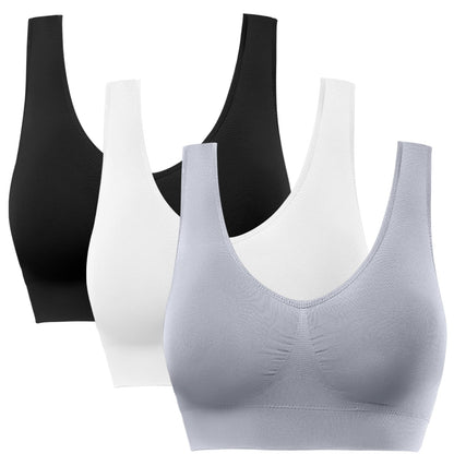 BESTENA 3 Pack Sports Bras for Women, Seamless Comfortable Workout Sleep Bra with Removable Pads
