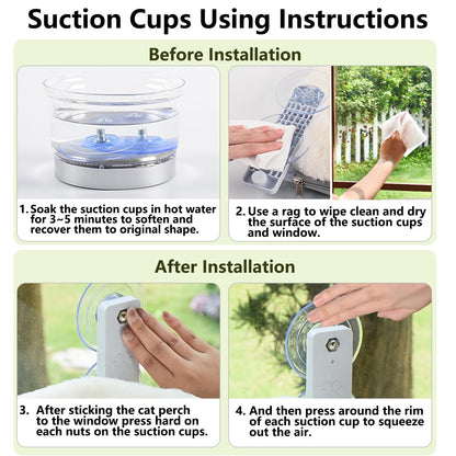 AMOSIJOY Cordless Cat Window Perch, Window Hammock for Cats with 4 Strong Suction Cups, Solid Metal Frame and Soft Cover, Indoor Cat Bed