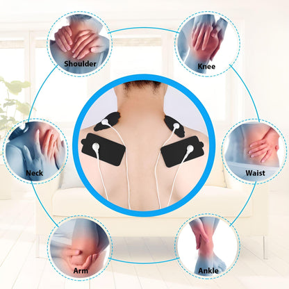 Belifu TENS Electrode Pads 20 PCS - Reusable Self-Adhesive Replacement Pads with 3.5mm Snap Connector, Latex Free Pads Compatible with TENS & EMS Units for Pain Relief and Muscle Stimulation