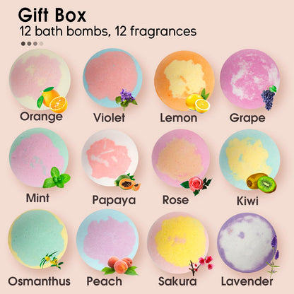 iHave Bath Bombs for Kids and Women, 12 Natural Handmade Bath Bomb Gift Set, Bubble Bath Bombs - Perfect Self Care Relaxing Spa Gifts for Women