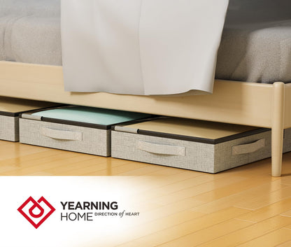 4.5 Inches Under Bed Storage Containers,2 Pack Low Profile Underbed Storage Boxes with Sturdy Structure and Lids, Reinforced Handles and Sturdy Sidewalls/Bottom for Clothes, Blanket, Pillows and Shoes