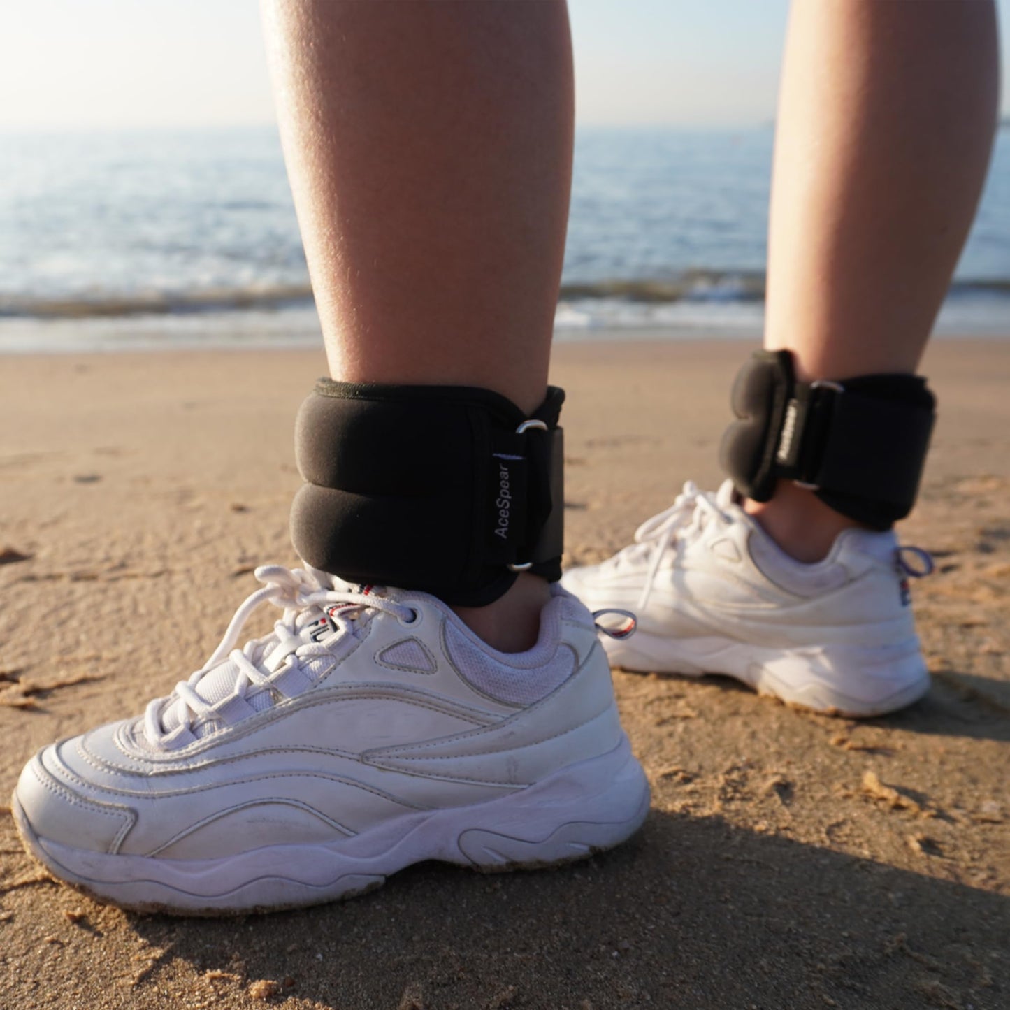 AceSpear Ankle Weights Sets for Men Women Kids 1lb 2lb 3lb 4lb 5lb Leg Weights Arm Wrist Weights Gym for Foot Exercise Training Workout Walking Jogging Yoga (Black, 1 lb x 2)