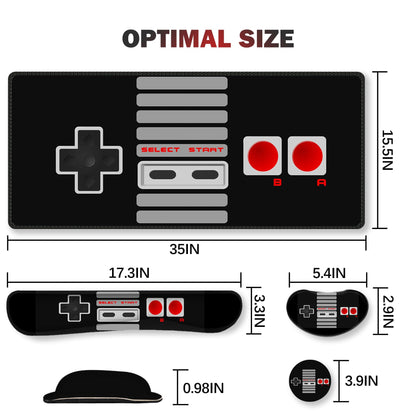 ARTSO Large Gaming Mouse Pad, Keyboard Wrist Rest Pad & Wrist Support Mousepad Set, Stitched Edge, Extended, Non-Slip Base, Memory Foam Desk Mat, Black Game Console