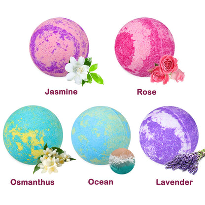 Bath Bombs Gift Set - 5 Large Fizzy Spa Bombs with 4 Scented Candles for Women - Moisturizing Bubble Bath with Essential Oils for Valentine's, Birthday Gifts