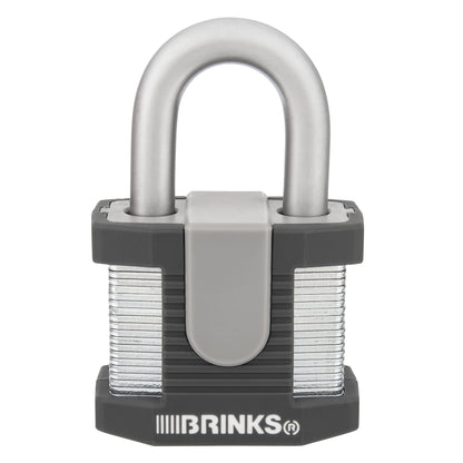 BRINKS - 50mm Commercial Laminated Steel Keyed Padlock - Solid Steel Body with Boron Steel Shackle, Chrome