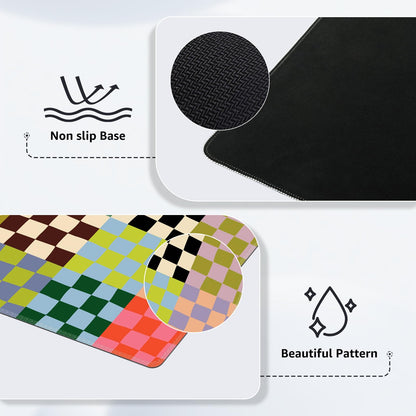 iCasso Checkered Desk Mat, Cute XXL Large Mouse Pad for Desk, Anti-Slip Big Mousepad with Stitched Edges, Keyboard Mat for Computer Desktop (Retro Checkered)