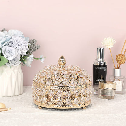 Hipiwe Crystal Jewelry Box Jewelry Trinket Organizer Box Gold Treasure Box Luxury Home Decor Ring Earrings Storage Holder Keepsake Box for Women,X-Large