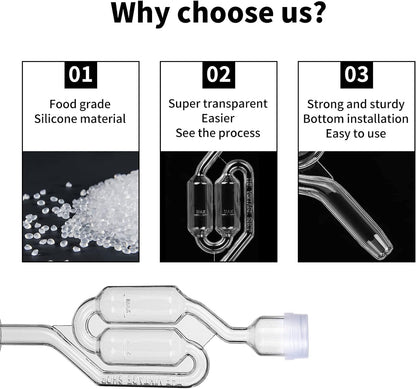 Bubble Airlock Set, 4 Airlocks for Fermenting, 4 Drilling #6 Stoppers and 8 Airlock Grommets, Used for Brewing Wine, Beer, Sauerkraut, Pickles, Etc. Fermentation Bubbler Airlock