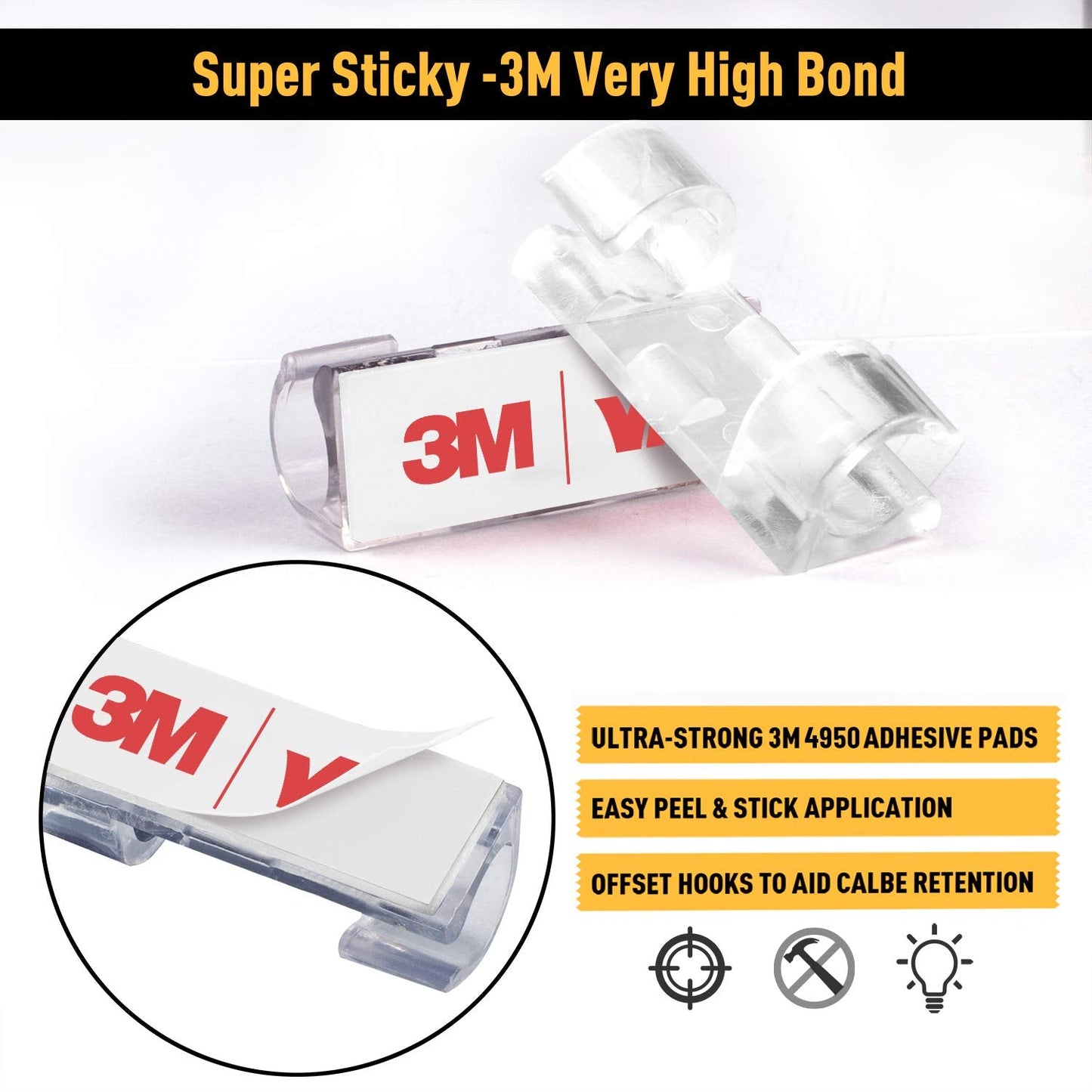 Cable Clips with Strong Self-Adhesive, XIAOXI Cable Management TV PC Wire Holder Sticky Tidy and Organizer Cord and Wires - 40 Pcs (Clear)