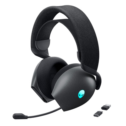 Alienware Tri-Mode Wireless Gaming Headset AW725H - Wired/Wireless, Bluetooth 5.3, Audio Output - 20 Hz, Mini-Phone (3.5mm), Battery Talk Time Up to 55 Hrs (Bluetooth), Dark Side of The Moon