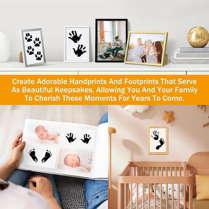 8 Pads and 16 Impression Cards, Inkless Baby Hand and Footprint Kit - Mess Free Ink Pad for Newborn Keepsake, Dog Nose & Paw Print Kit, Clean Touch Ink Pad for Baby Hand & Footprints, Ideal Shower Gifts