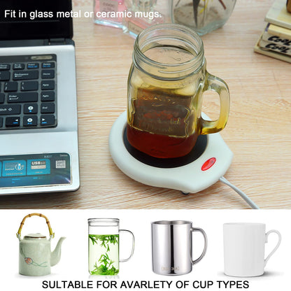 Home&Office Desktop Electric Mug Warmer-Coffee/Tea/Cocoa/Soup-Scented Candles Gift for Winter 1pcs(White and Black (CFW001-White)