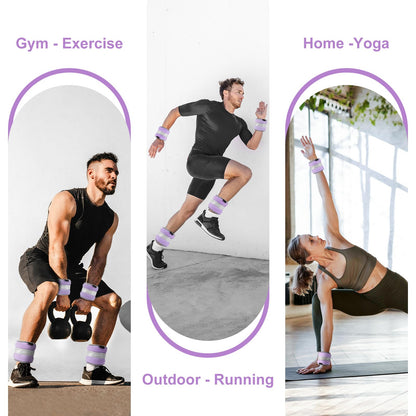 Ankle Weights, Wrist Leg Arm Weights for Women Men Kids Child with Adjustable Straps,A Pair of 1LBS(0.5LB Each Weight) Strength Training Weighted for Jogging, Running, Walking, Fitness, Light Purple