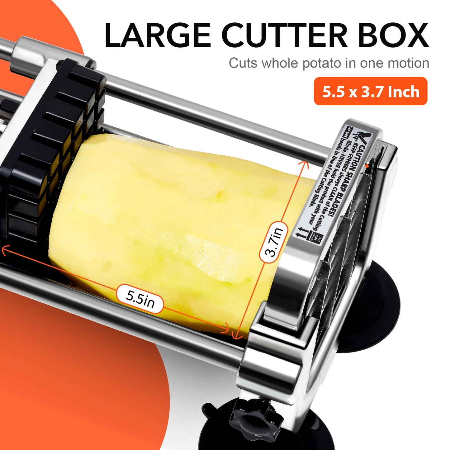 Befano French Fry Cutter, Stainless Steel Potato Cutter with 1/2 Inch, 3/8 Inch and 1/4 Inch Blades (Manual Cutter, 1/2 '' & 3/8 '' & 1/4 '' Blade)