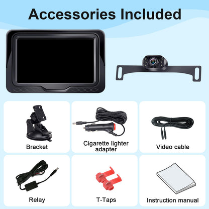 Backup Camera Easy Setup Plug-Play: HD 1080P No-Delay Waterproof - Clear Night Vision Rear View Camera with Monitor for Car Truck SUV - LK3