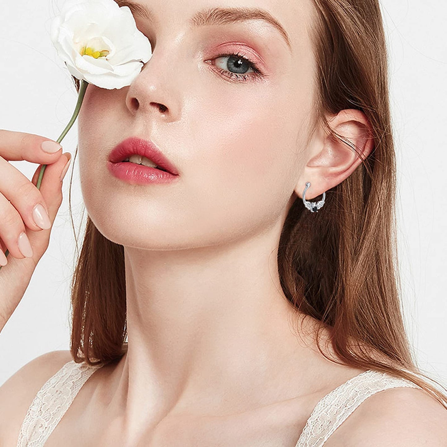 Bat Earrings 925 Sterling Silver Hypoallergenic Small Animal Huggie Hoop Earrings for Sensitive Ears Gothic Bat Jewelry Halloween Gifts for Women