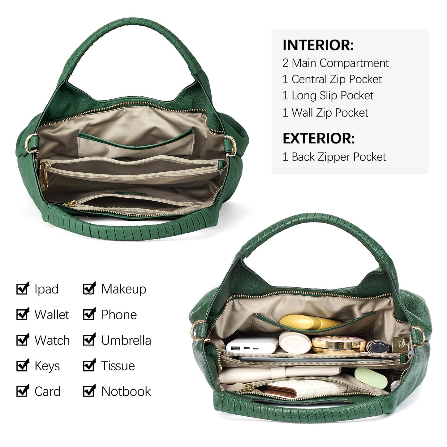 BOSTANTEN Genuine Leather Purses for Women Designer Handbags Crossbody Shoulder Bags Top Handle Satchel with Adjustable Strap (Dark green)