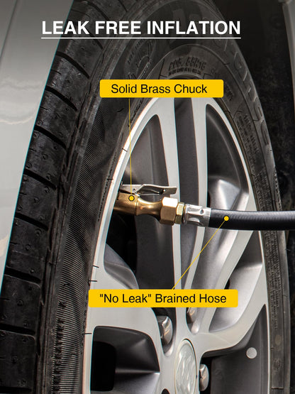 AZUNO Digital Tire Inflator with Pressure Gauge, 200 PSI, Heavy Duty Air Compressor Accessories, w/Rubber Hose Lock on Air Chuck and Quick Connect Coupler