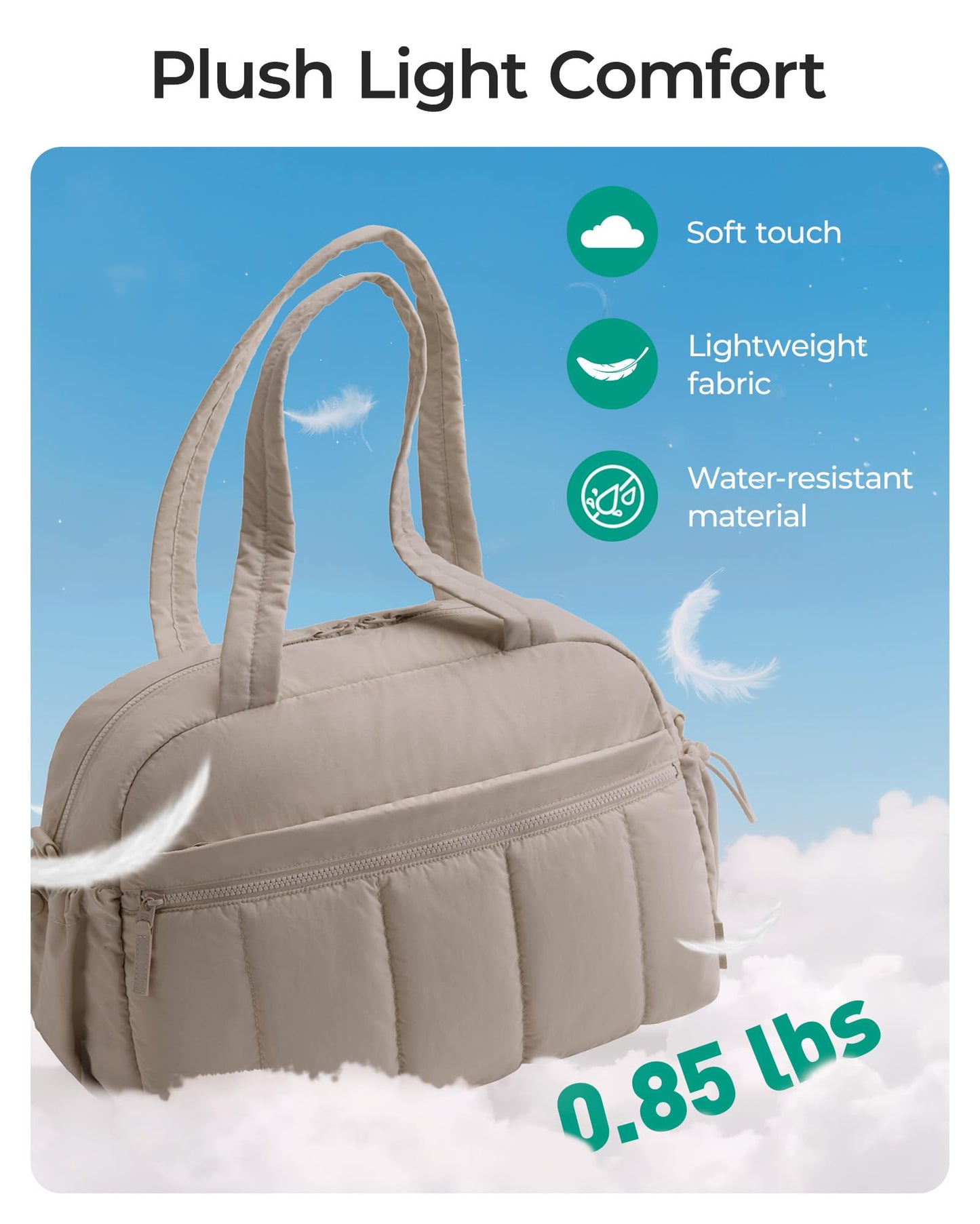 BAGSMART Gym Bag for Women, Duffle Bag for Travel with Wet Pocket, Lightweight Carry on Weekender Duffel, Water Resistant, Camel