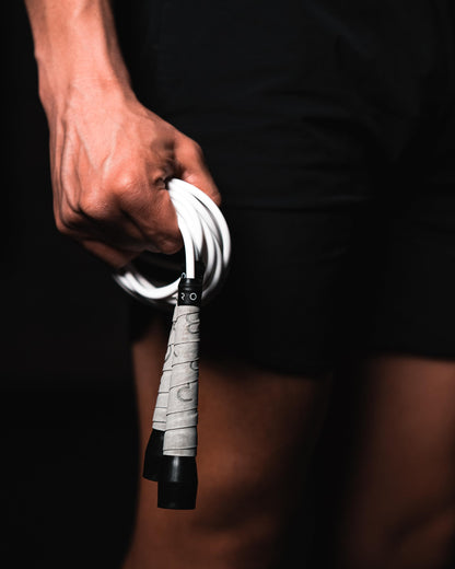 BOXROPE, A Jump Rope Made For Boxing, Tangle-Free, 15% Heavier Than A Normal PVC Rope, Boxer Jump Rope, Adjustable, Includes Grip Tapes For More Grip, Skipping Rope for Boxers, Premium Quality (Grey
