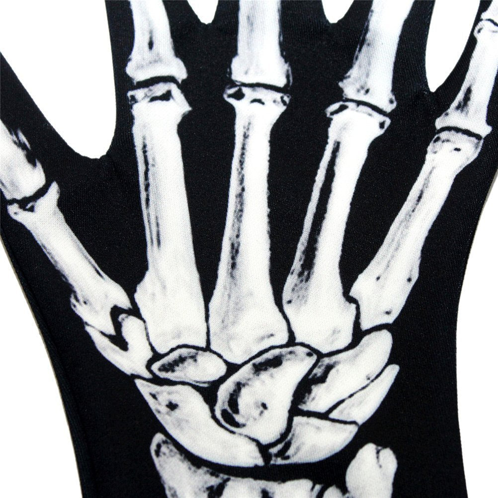 Amosfun Halloween Skeleton Gloves Full Finger Skeleton Gloves Unisex Halloween Party Cosplay Costume Accessory 11.8 x 4 Inch