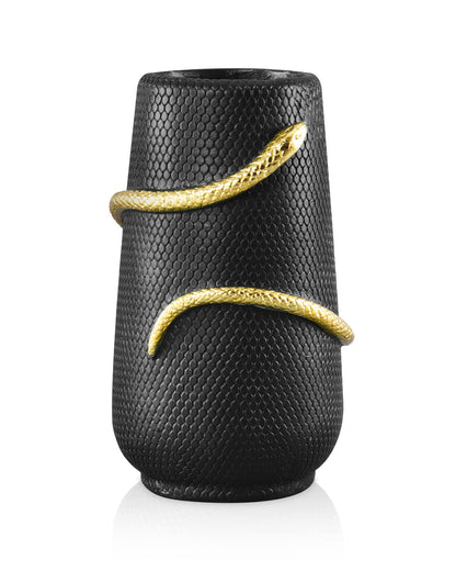 Black Flower Vase Home Decor, Halloween Decor Indoor, Unique Black Vase for Bookshelf Fireplace Bedroom Kitchen Living Room Table Centerpieces Office Desk,Boho Vase, 8" Tall