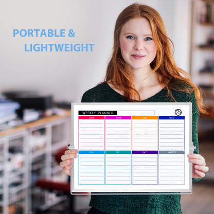 ARCOBIS Dry Erase White Board with Stand, 12" x 16" Weekly Double-Sided Desktop Whiteboard 10 Markers, 4 Magnets, 1 Eraser, Portable Magnetic Dry Erase Calendar for Planning, to Do List, Memo, School