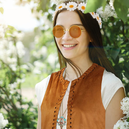 Zhanmai 4 Pieces 60s 70s Outfits for Women Disco Hippie Costume Cowgirl Fringe Vest Bohemia Headband for Halloween Cosplay(XL)