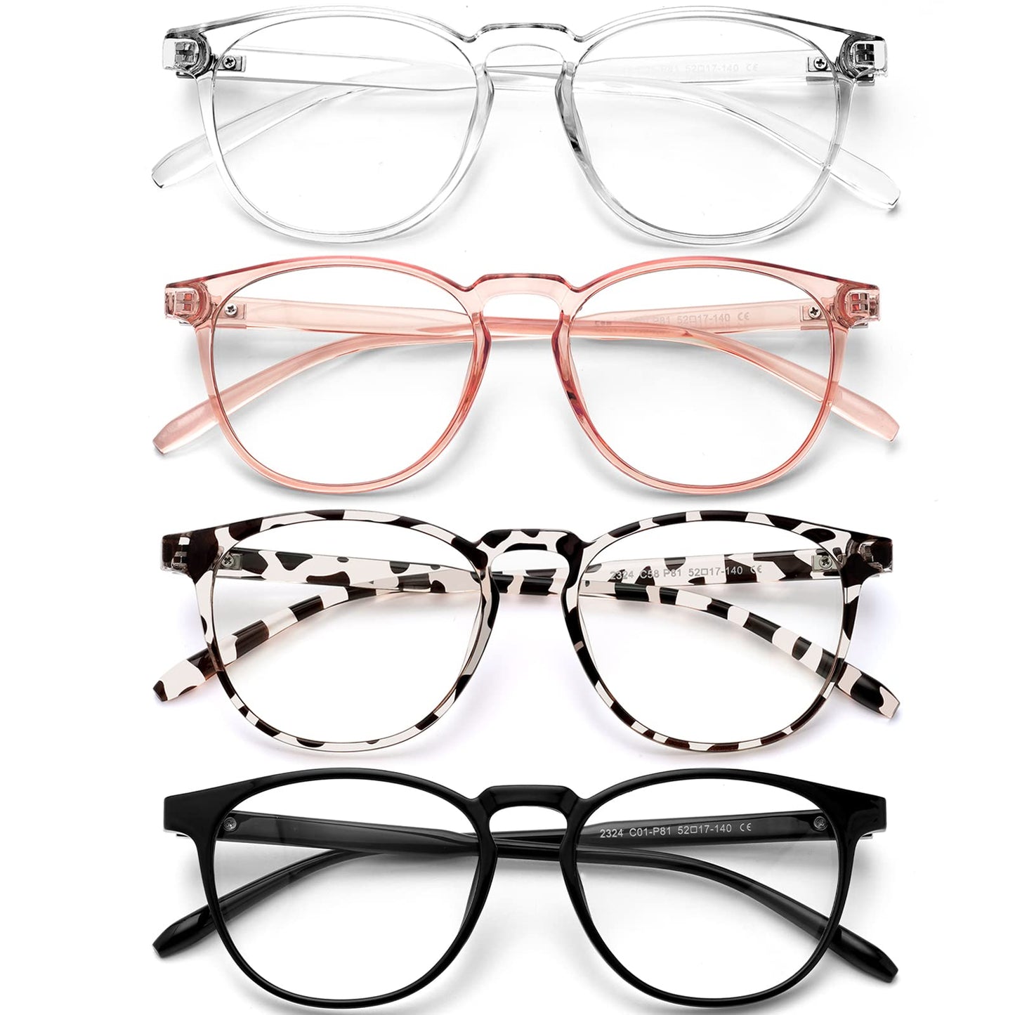 BOSSWIN Blue Light Blocking Glasses for women/men - 4Pack Computer Reading/Gaming/TV/Phones Glasses Anti UV Glare Eyestrain