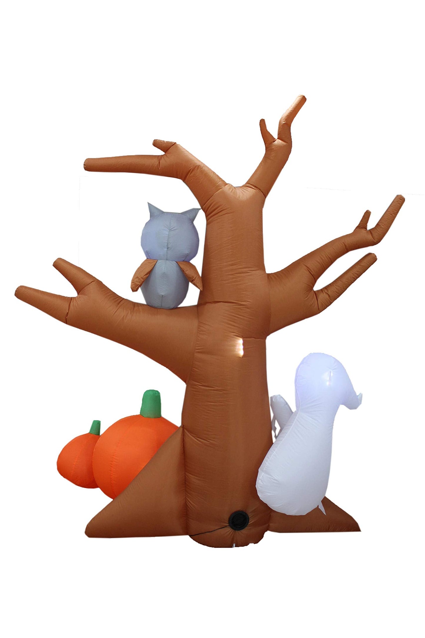 8 Foot Dead Tree with Owl, Ghost and Pumpkins