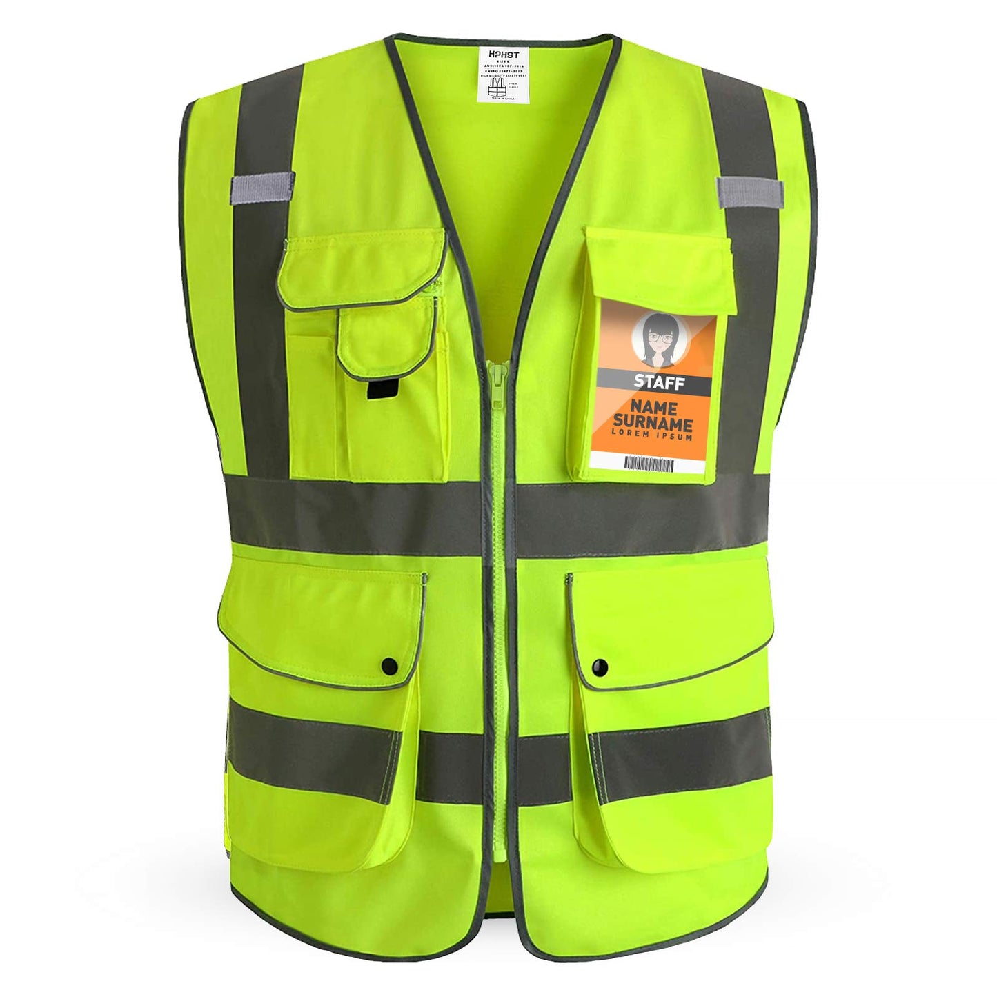 HPHST High Visibility Cycling Vest for Men and Women with Zip Reflective Vest Work Vest EN ISO 20471