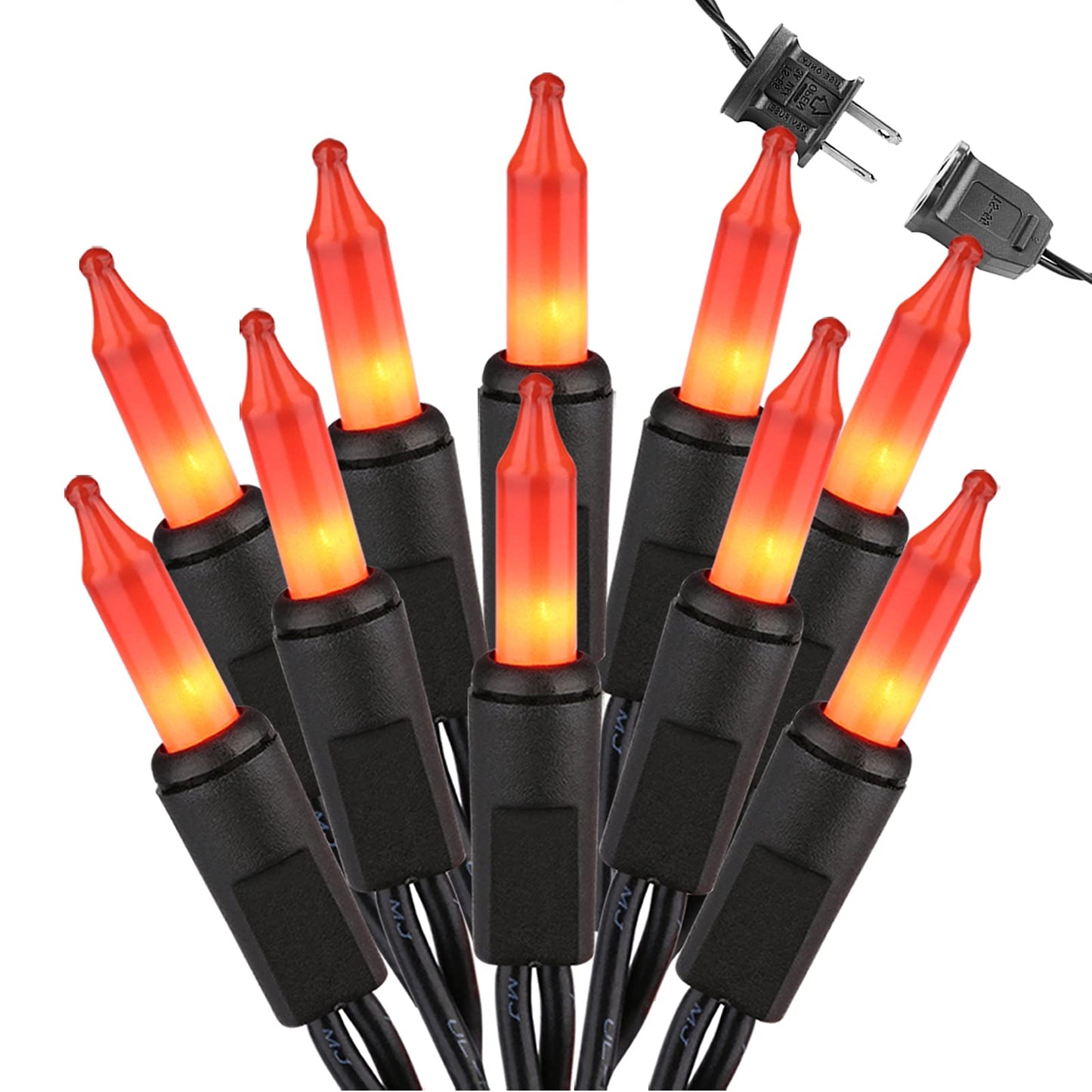 Brizled Orange Halloween Lights, 21.3ft 100-ct Incandescent String Lights Connectable, UL Certified, Black Wire Mini Light Set for Indoor & Outdoor Decorations, Holiday, Christmas