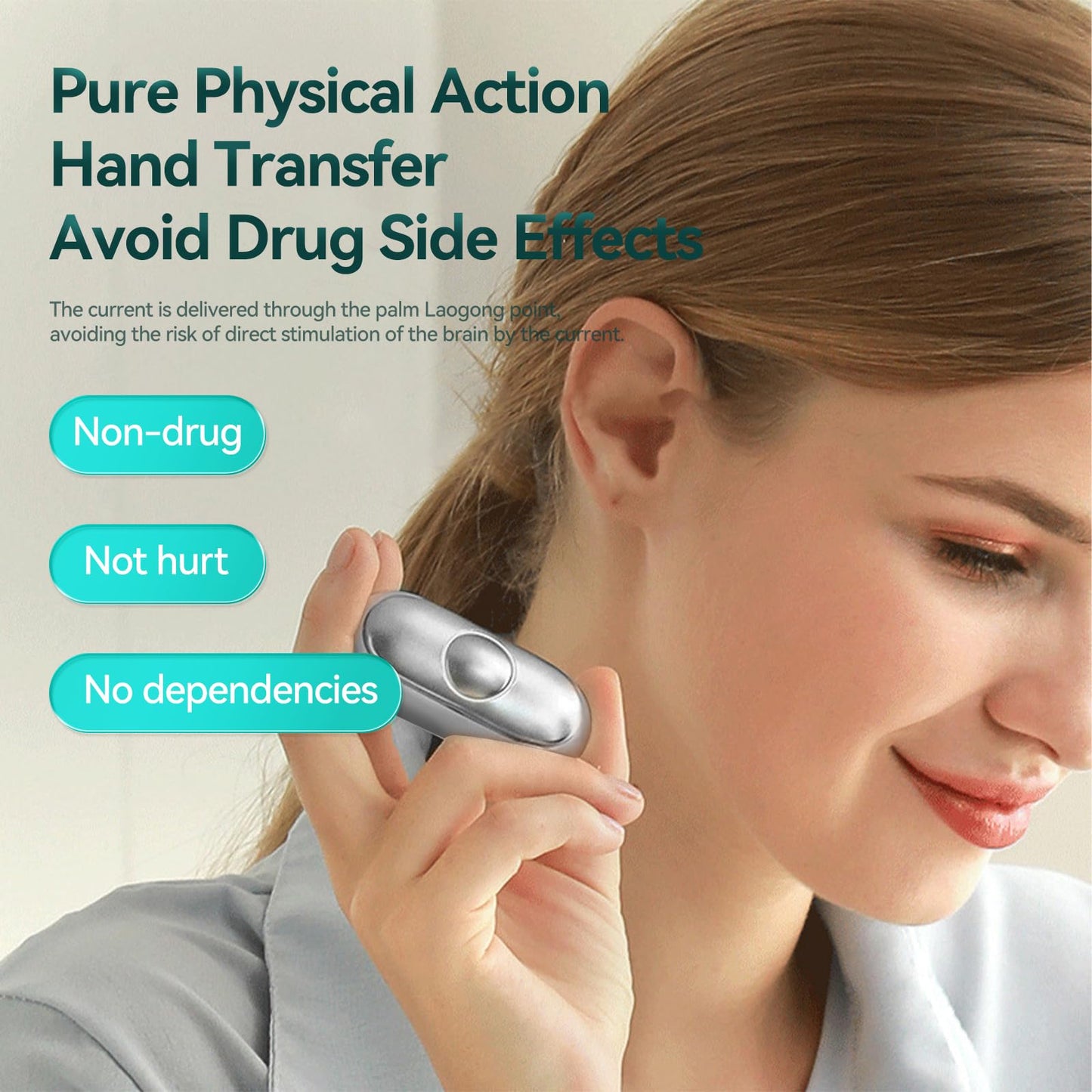 Cahot Sleep Aid Device, Micro-Current Sleep Instrument Device, Portable Rechargeable Sleep aid Improve Deep Sleep (Silver)